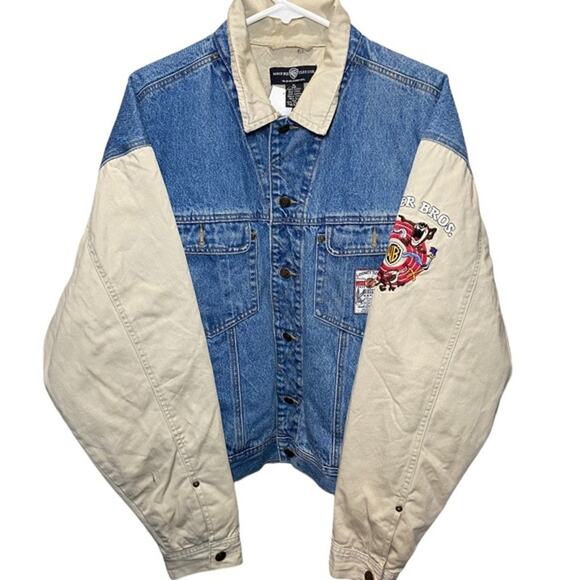 VINTAGE LOONEY TUNES DENIM JACKET JEAN VARSITY JACKET '96 - Picture 1 of 4